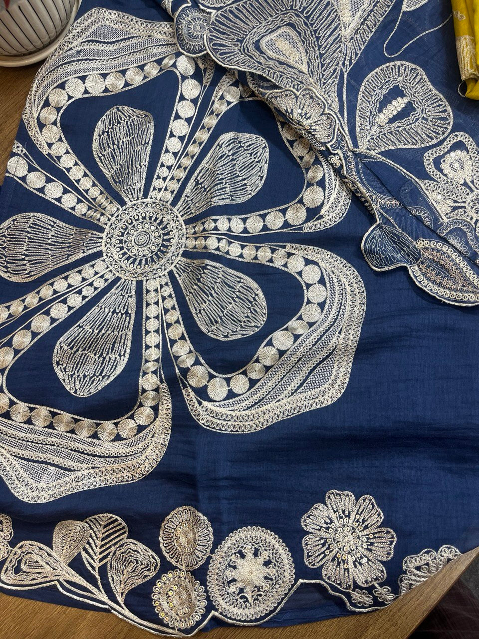 Pure Banarasi Mul Chanderi Suit with Aari Embroidery - KAANTAMM