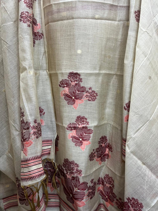 Jamdani Weave Unstitched Suit - Traditional Ethnic Wear - KAANTAMM