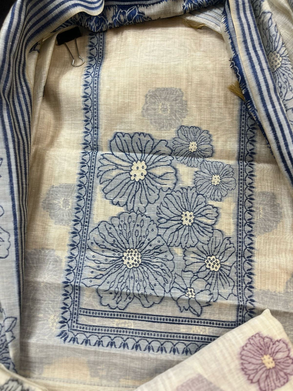 Jamdani Weave Unstitched Suit - Traditional Ethnic Wear - KAANTAMM