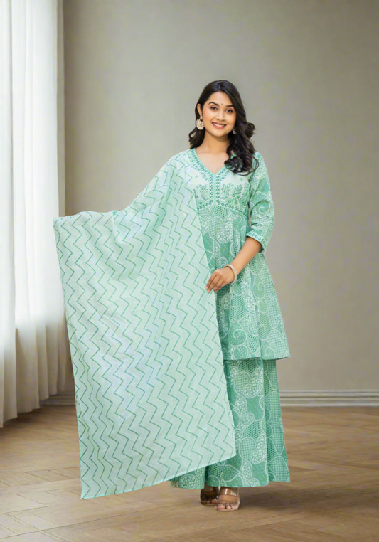 Cotton Readymade 3PC Suit with Embroidery - KAANTAMM