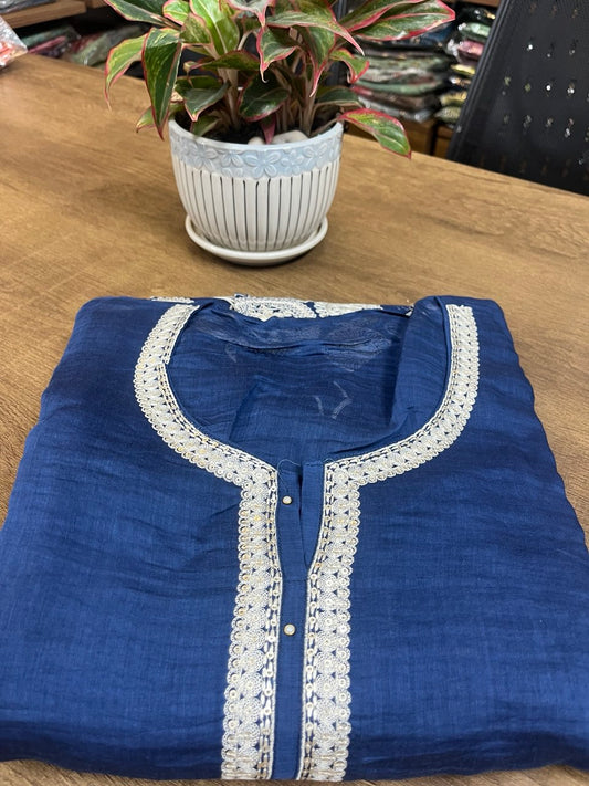Pure Banarasi Mul Chanderi Suit with Aari Embroidery - KAANTAMM